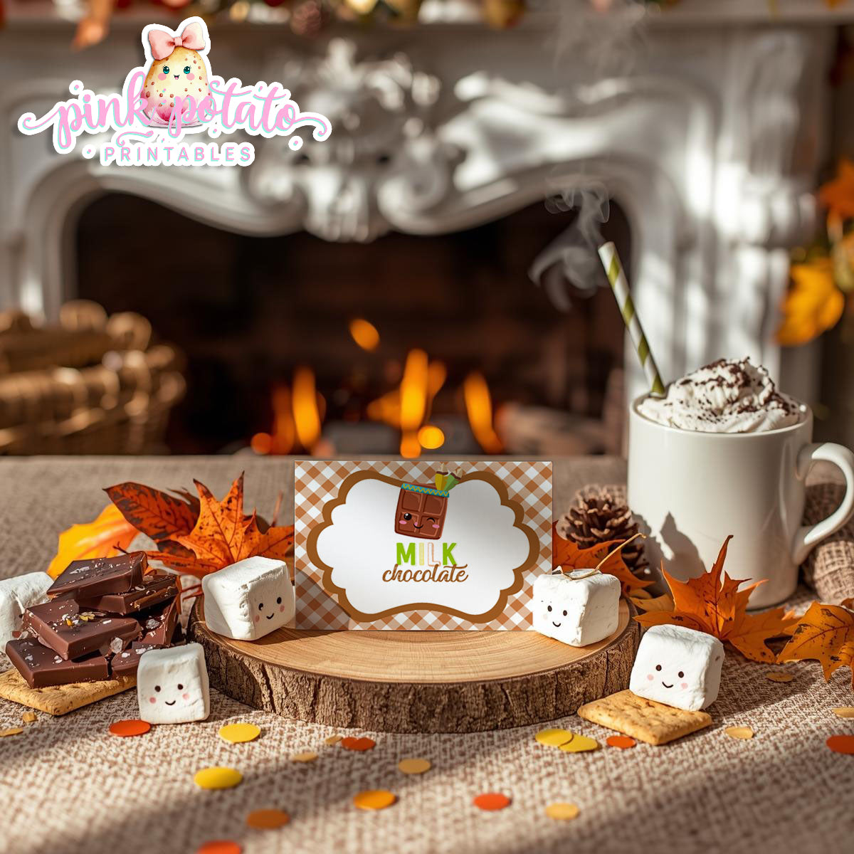 Thanksgiving S'mores-Buffet Cards-Prefilled & Editable in Corjl-Buffet Tent Card-S'mores Bar-Smores-Party Printable-Digital-INSTANT DOWNLOAD