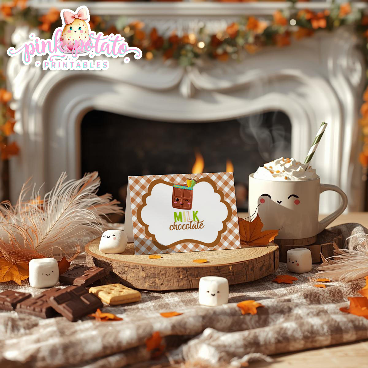 Thanksgiving S'mores-Buffet Cards-Prefilled & Editable in Corjl-Buffet Tent Card-S'mores Bar-Smores-Party Printable-Digital-INSTANT DOWNLOAD