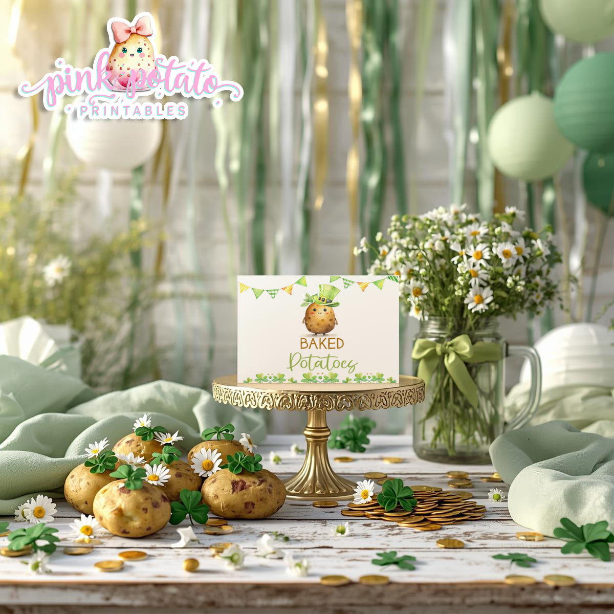 St. Paddy's Day-Baked Potato Bar Buffet Cards-Tent Cards-Mashed Potatoes-St. Patrick's Day Theme-Party Printable-Digital-INSTANT DOWNLOAD