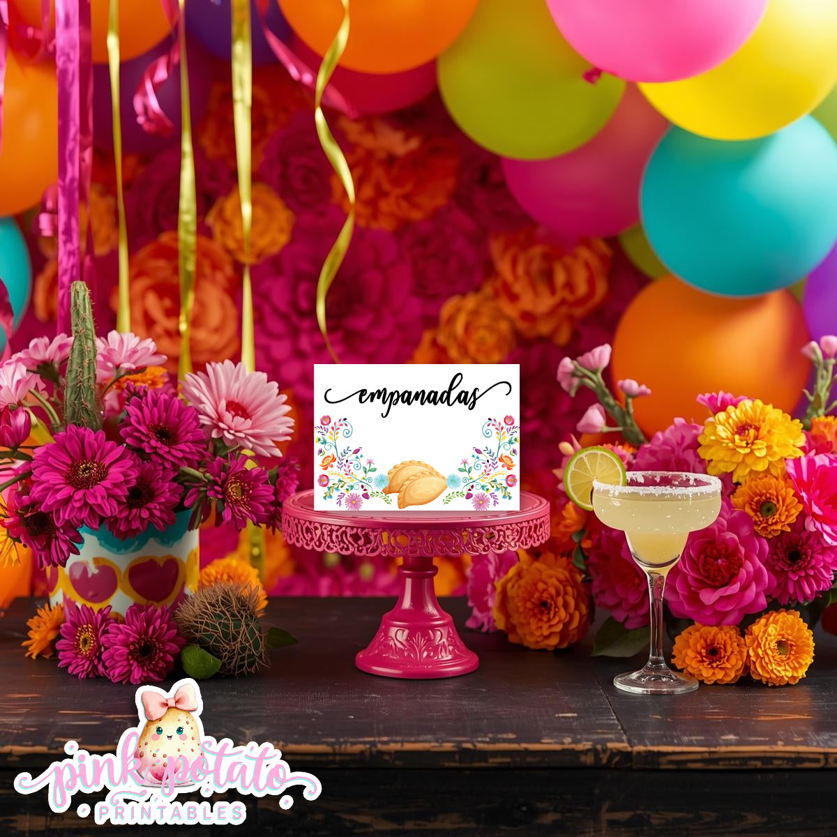 Fiesta-Buffet Cards-56 Prefilled Cards-Edit in Corjl-Tent Cards-Cinco De Mayo-Taco Bar-Celebration-Food Labels-Digital-INSTANT DOWNLOAD