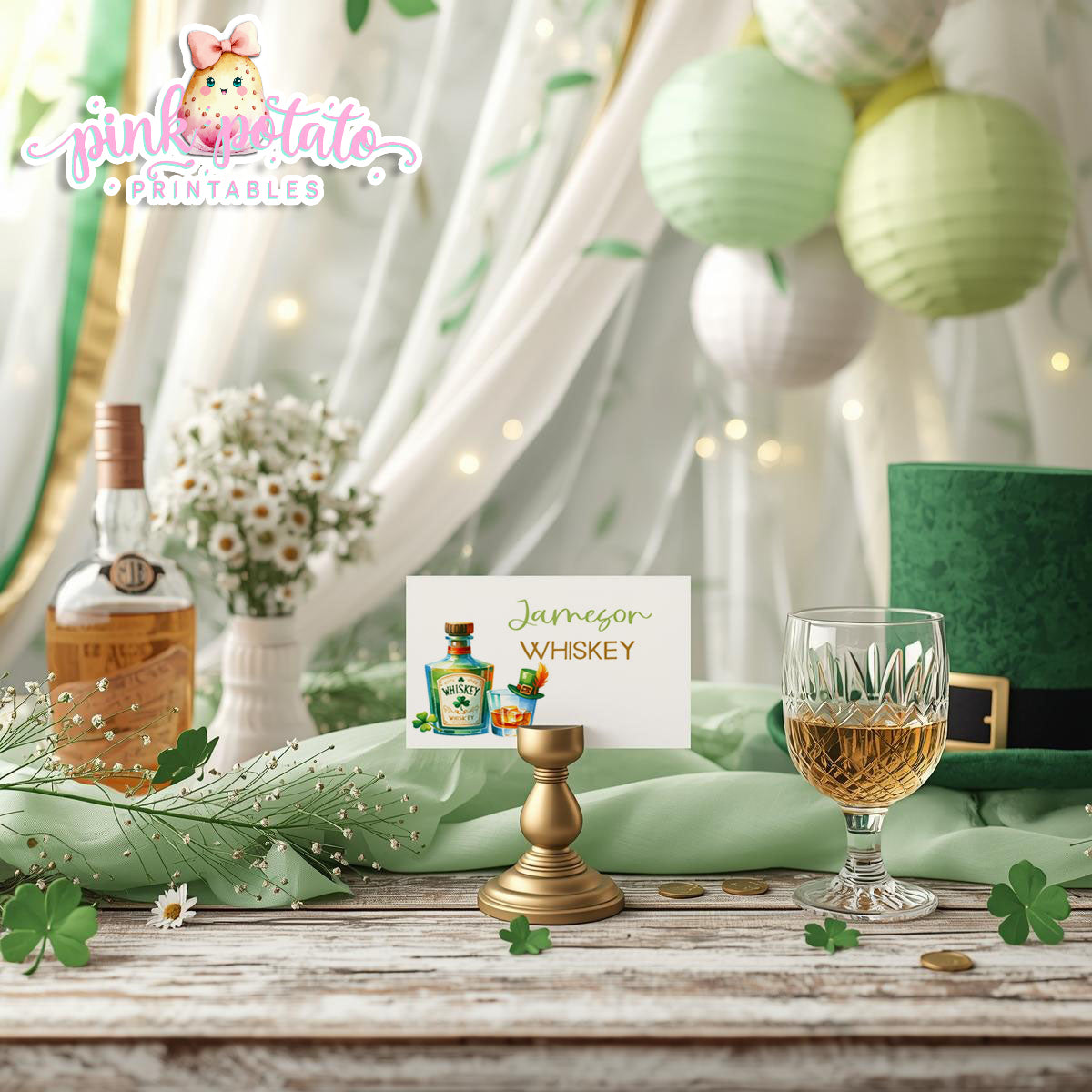 St. Paddy's Day-Whiskey Tasting Buffet Cards-Irish Whiskey Bar-Edit in Corjl Only-St. Patrick's Day-Party Printable-Digital-INSTANT DOWNLOAD