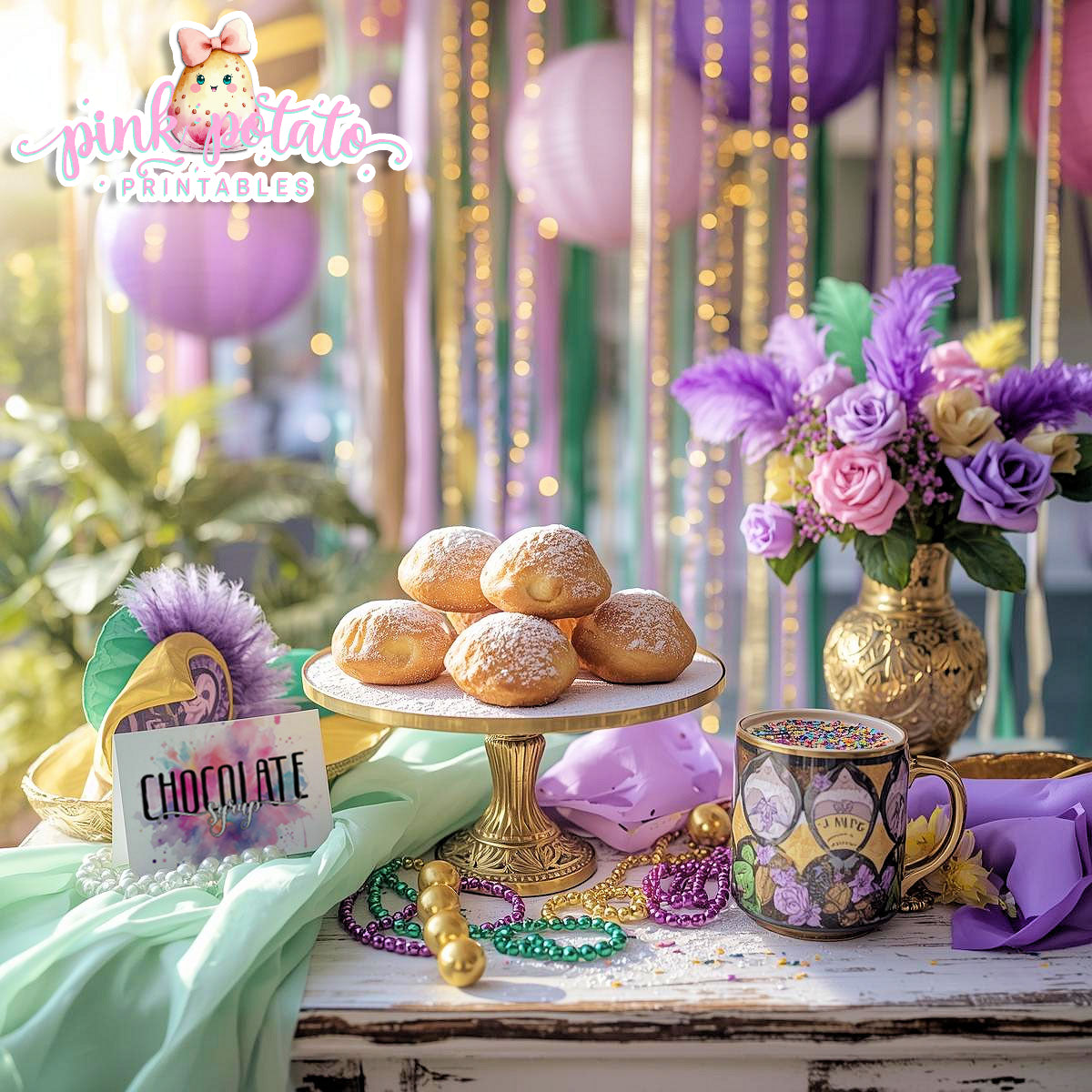 Mardi Gras-Buffet Cards-Editable in Corjl-Tent Cards-Place Cards-Mardi Gras Theme-Fat Tuesday-Party Printable-Digital-INSTANT DOWNLOAD