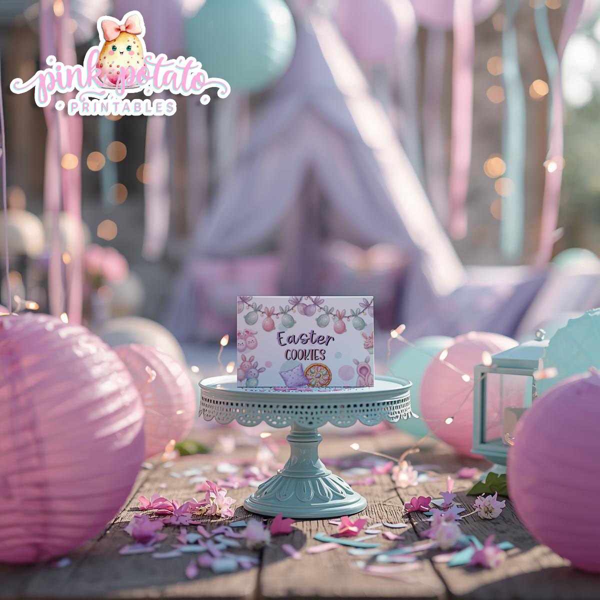 Easter Sleepover-Buffet Tent Cards-Edit in Corjl ONLY-Easter Slumber Party-Place Cards-Easter Birthday-Easter Party-Happy Birthday-Birthday Sleepover-Birthday Slumber Party-INSTANT DOWNLOAD