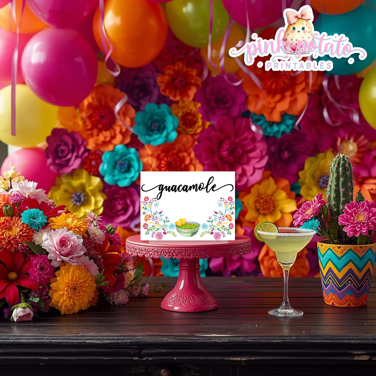Fiesta-Buffet Cards-56 Prefilled Cards-Edit in Corjl-Tent Cards-Cinco De Mayo-Taco Bar-Celebration-Food Labels-Digital-INSTANT DOWNLOAD