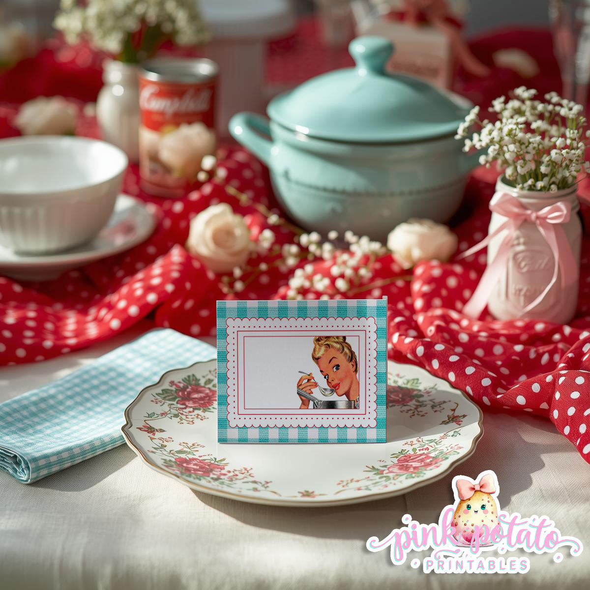 Soups On-Soup Swap Buffet Cards-Prefilled & Editable in Adobe-Buffet Cards-Soup Exchange-Soup Theme-Soup Party Printable-INSTANT DOWNLOAD