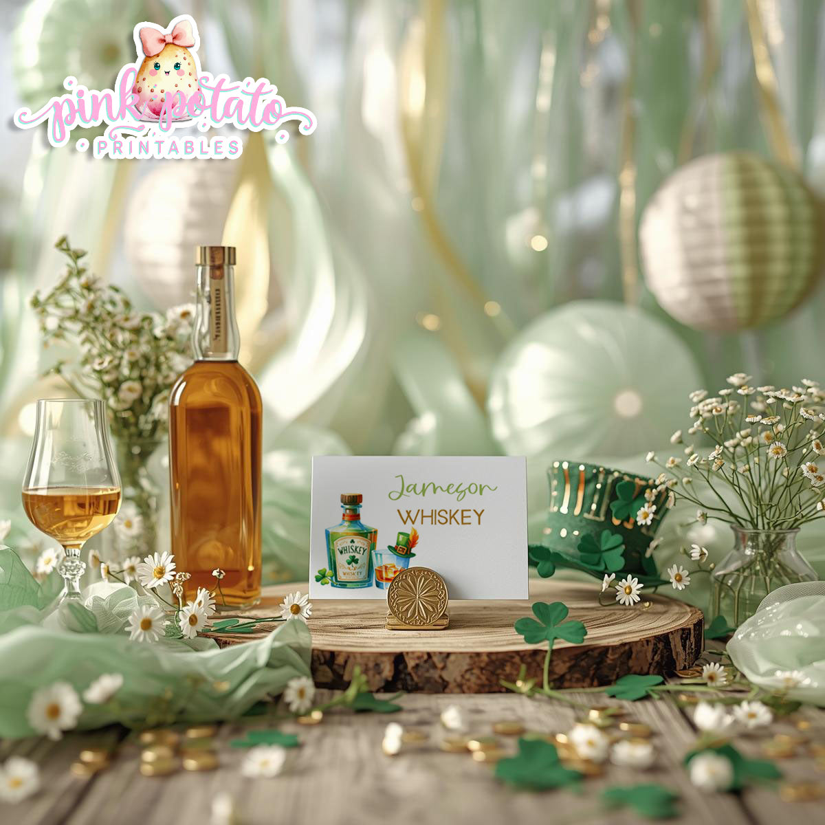 St. Paddy's Day-Whiskey Tasting Buffet Cards-Irish Whiskey Bar-Edit in Corjl Only-St. Patrick's Day-Party Printable-Digital-INSTANT DOWNLOAD
