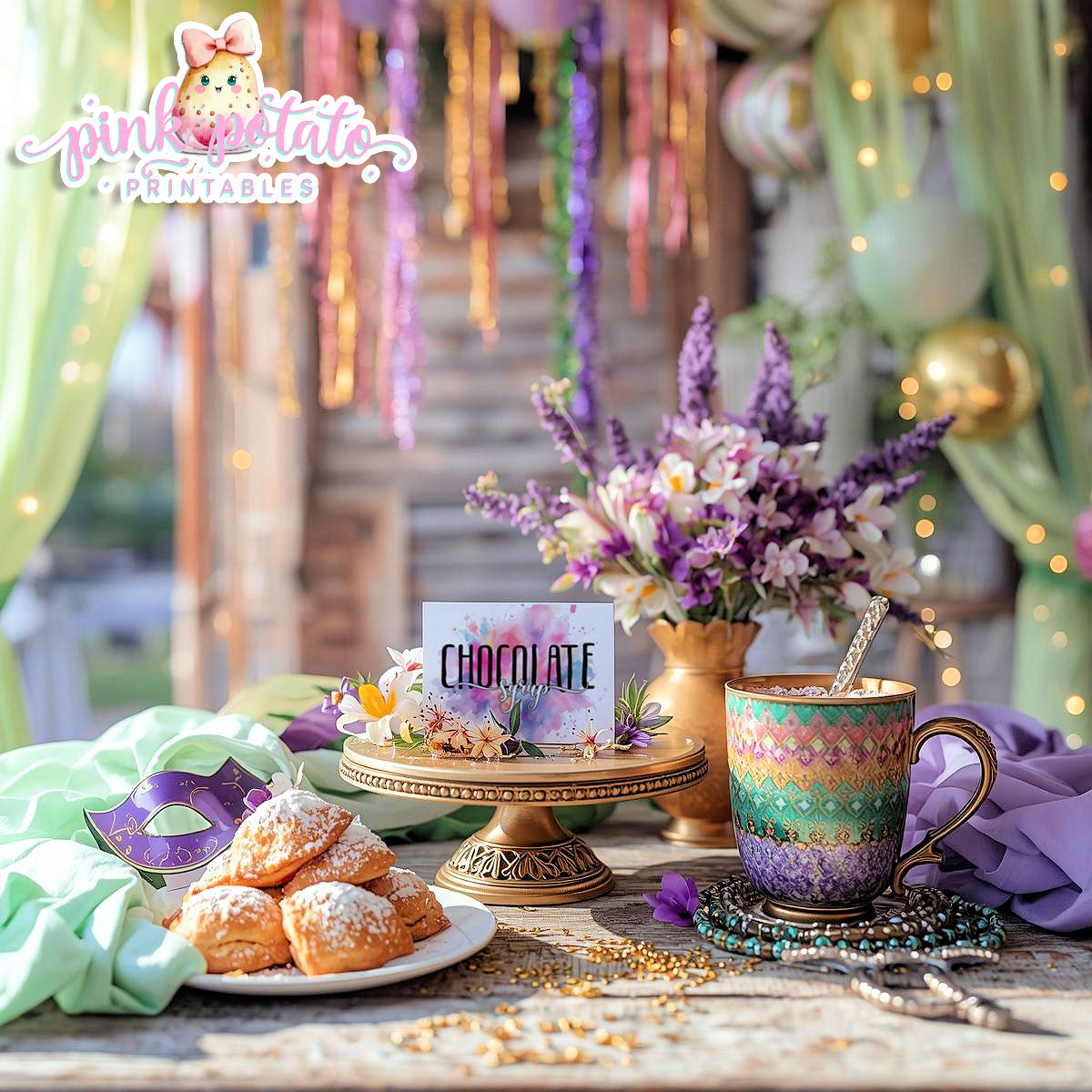 Mardi Gras-Buffet Cards-Editable in Corjl-Tent Cards-Place Cards-Mardi Gras Theme-Fat Tuesday-Party Printable-Digital-INSTANT DOWNLOAD