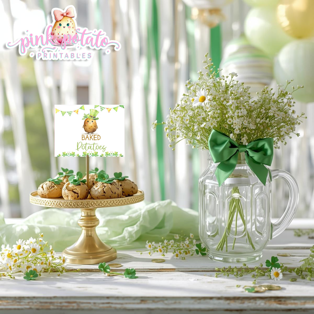 St. Paddy's Day-Baked Potato Bar Buffet Cards-Tent Cards-Mashed Potatoes-St. Patrick's Day Theme-Party Printable-Digital-INSTANT DOWNLOAD