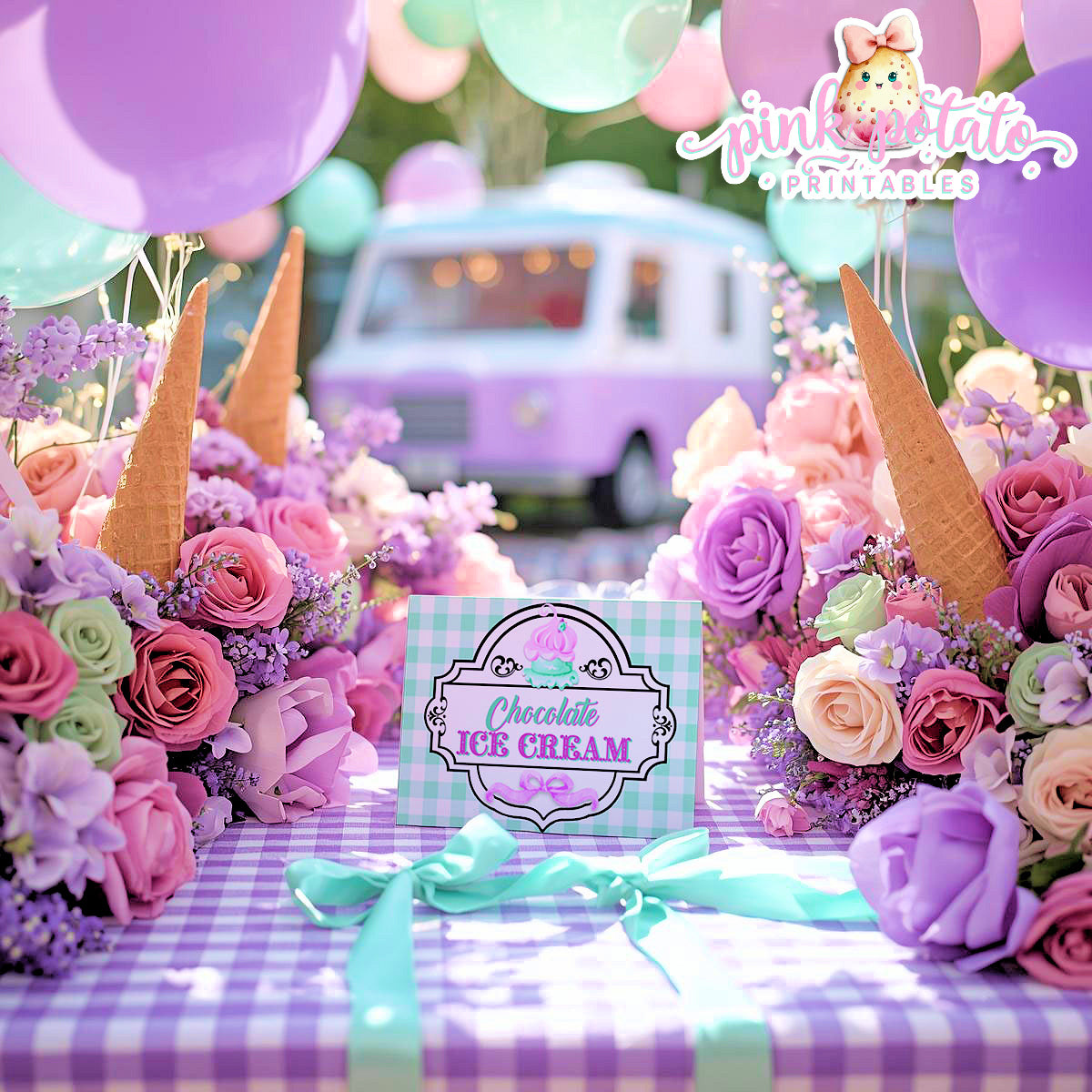 Here's The Scoop, Baby-Buffet Cards-Customize in Corjl-Ice Cream Baby Shower-Tent Cards-Edit-Place Cards-Flat Cards-Digital-INSTANT DOWNLOAD