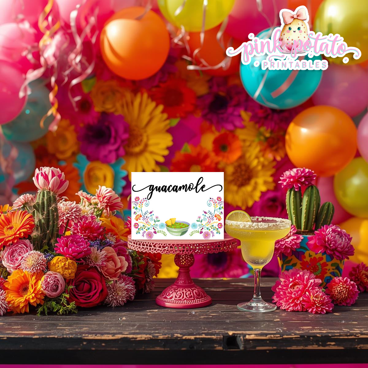 Fiesta-Buffet Cards-56 Prefilled Cards-Edit in Corjl-Tent Cards-Cinco De Mayo-Taco Bar-Celebration-Food Labels-Digital-INSTANT DOWNLOAD