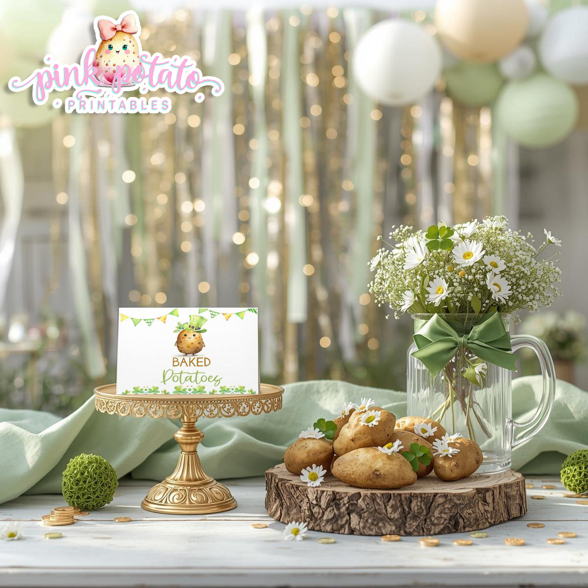 St. Paddy's Day-Baked Potato Bar Buffet Cards-Tent Cards-Mashed Potatoes-St. Patrick's Day Theme-Party Printable-Digital-INSTANT DOWNLOAD