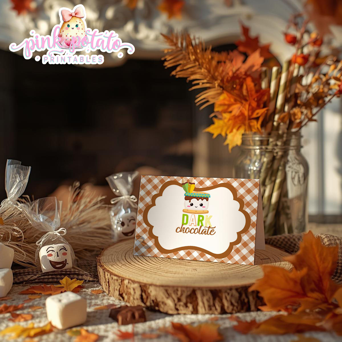 Thanksgiving S'mores-Buffet Cards-Prefilled & Editable in Corjl-Buffet Tent Card-S'mores Bar-Smores-Party Printable-Digital-INSTANT DOWNLOAD