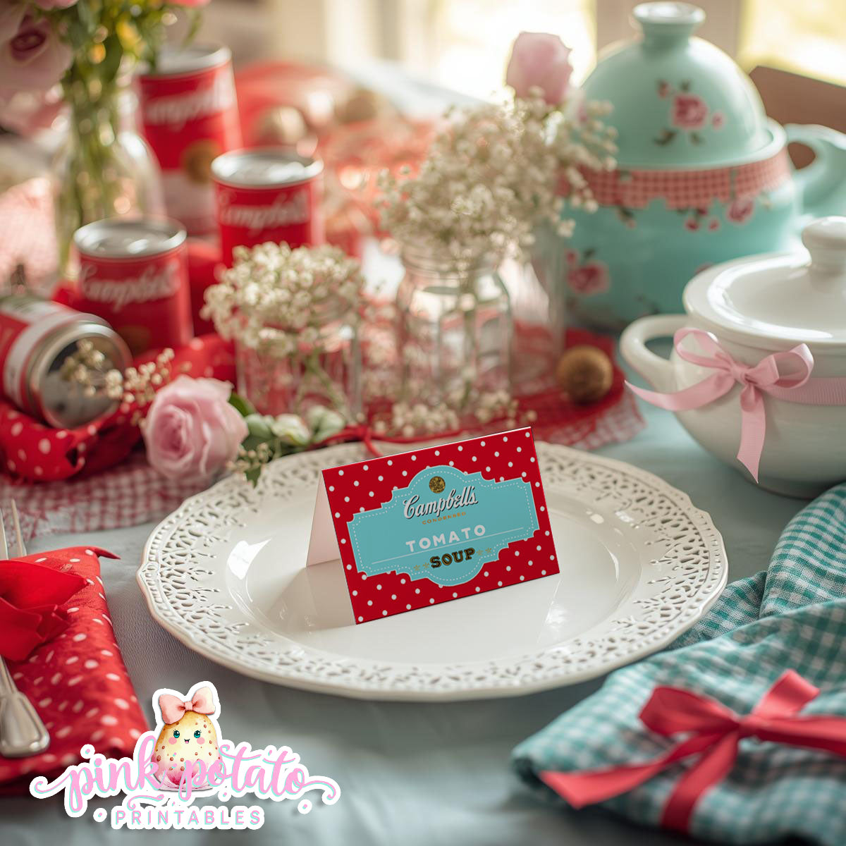 Soups On-Soup Swap Buffet Cards-Prefilled & Editable in Adobe-Buffet Cards-Soup Exchange-Soup Theme-Soup Party Printable-INSTANT DOWNLOAD