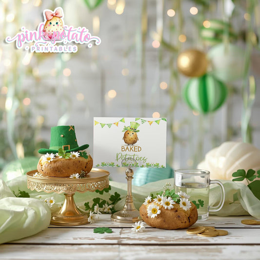 St. Paddy's Day-Baked Potato Bar Buffet Cards-Tent Cards-Mashed Potatoes-St. Patrick's Day Theme-Party Printable-Digital-INSTANT DOWNLOAD