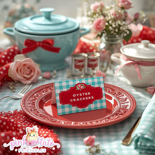 Soups On-Soup Swap Buffet Cards-Prefilled & Editable in Adobe-Buffet Cards-Soup Exchange-Soup Theme-Soup Party Printable-INSTANT DOWNLOAD