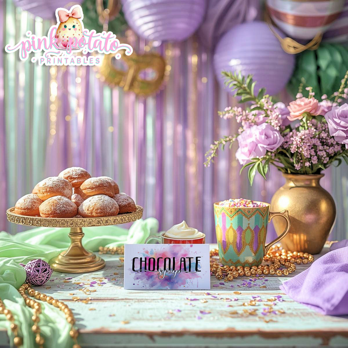 Mardi Gras-Buffet Cards-Editable in Corjl-Tent Cards-Place Cards-Mardi Gras Theme-Fat Tuesday-Party Printable-Digital-INSTANT DOWNLOAD