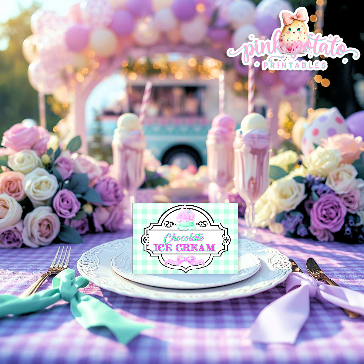 Here's The Scoop, Baby-Buffet Cards-Customize in Corjl-Ice Cream Baby Shower-Tent Cards-Edit-Place Cards-Flat Cards-Digital-INSTANT DOWNLOAD