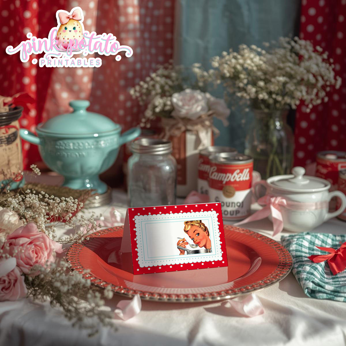 Soups On-Soup Swap Buffet Cards-Prefilled & Editable in Adobe-Buffet Cards-Soup Exchange-Soup Theme-Soup Party Printable-INSTANT DOWNLOAD