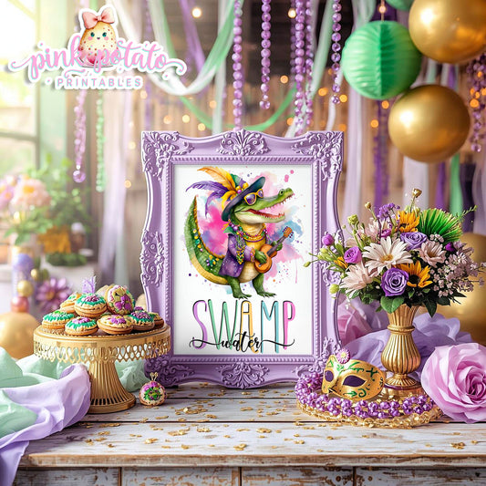 Mardi Gras-Party Signs-Swamp Water Sign-Beverage Sign-Mardi Gras Theme-Fat Tuesday-Party Printable-Digital-INSTANT DOWNLOAD