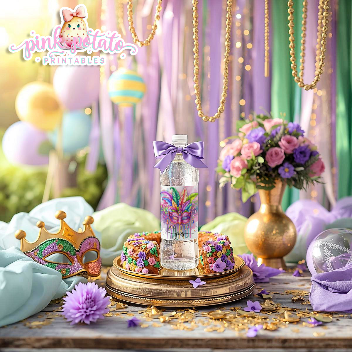 Mardi Gras-Water Bottle Labels-Water Bottles-Mardi Gras Labels-Mardi Gras Theme-Fat Tuesday-Party Printable-Digital-INSTANT DOWNLOAD