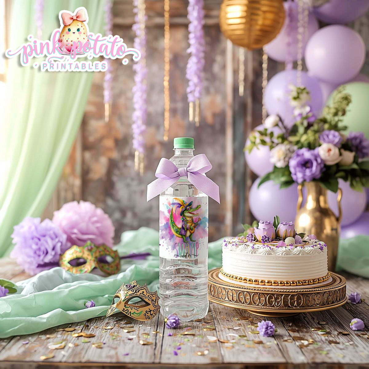 Mardi Gras-Water Bottle Labels (2)-Water Bottles-Mardi Gras Labels-Mardi Gras Theme-Fat Tuesday-Party Printable-Digital-INSTANT DOWNLOAD