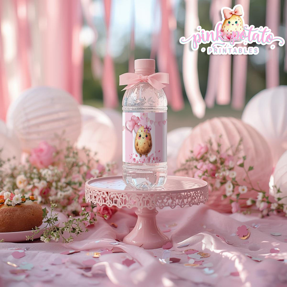 Pink Valentine-Baked Potato Bar-Water Bottle Labels-Valentine's Day-Waterbottle-Valentine's Party-INSTANT DOWNLOAD