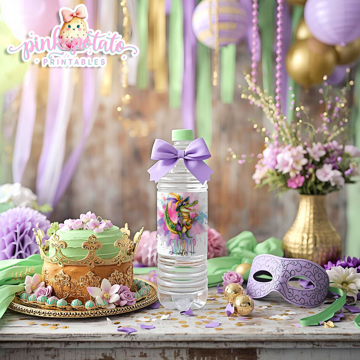 Mardi Gras-Water Bottle Labels (2)-Water Bottles-Mardi Gras Labels-Mardi Gras Theme-Fat Tuesday-Party Printable-Digital-INSTANT DOWNLOAD