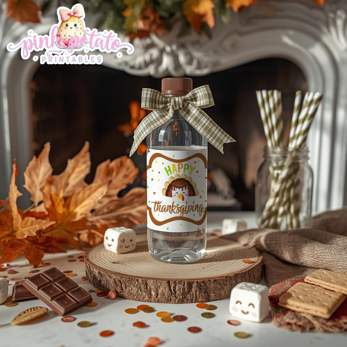 Thanksgiving S'mores-Water Bottle Wrappers-S'mores Bar-Smores-Party Printable-Digital-INSTANT DOWNLOAD
