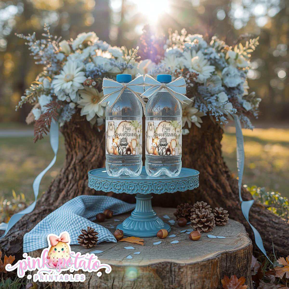 Woodland Thanksgiving-Full Party Printable-Buffet Signs-Thanksgiving Party-Water Bottle Labels-Chocolate Bar Wraps-Holiday-INSTANT DOWNLOAD