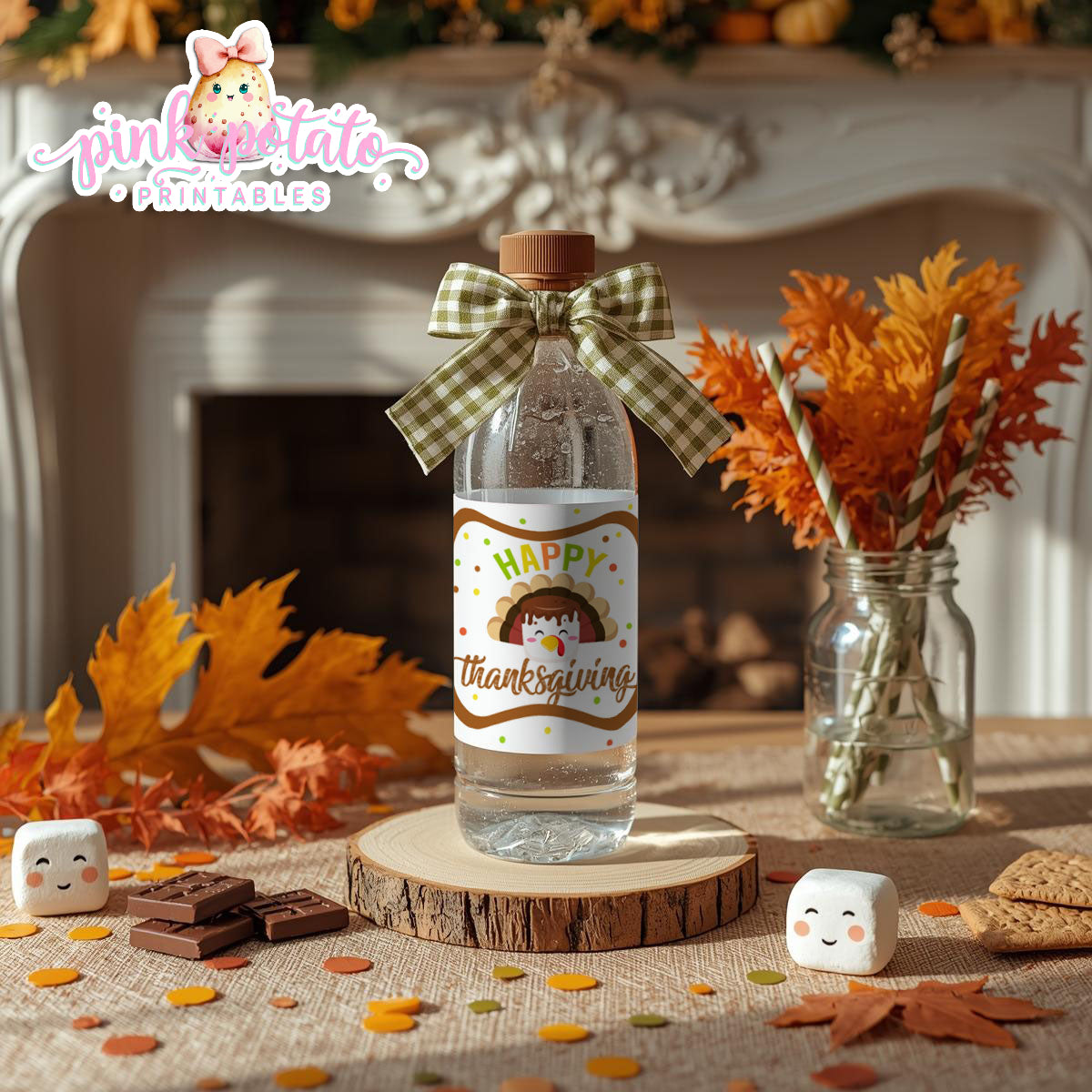 Thanksgiving S'mores-Water Bottle Wrappers-S'mores Bar-Smores-Party Printable-Digital-INSTANT DOWNLOAD