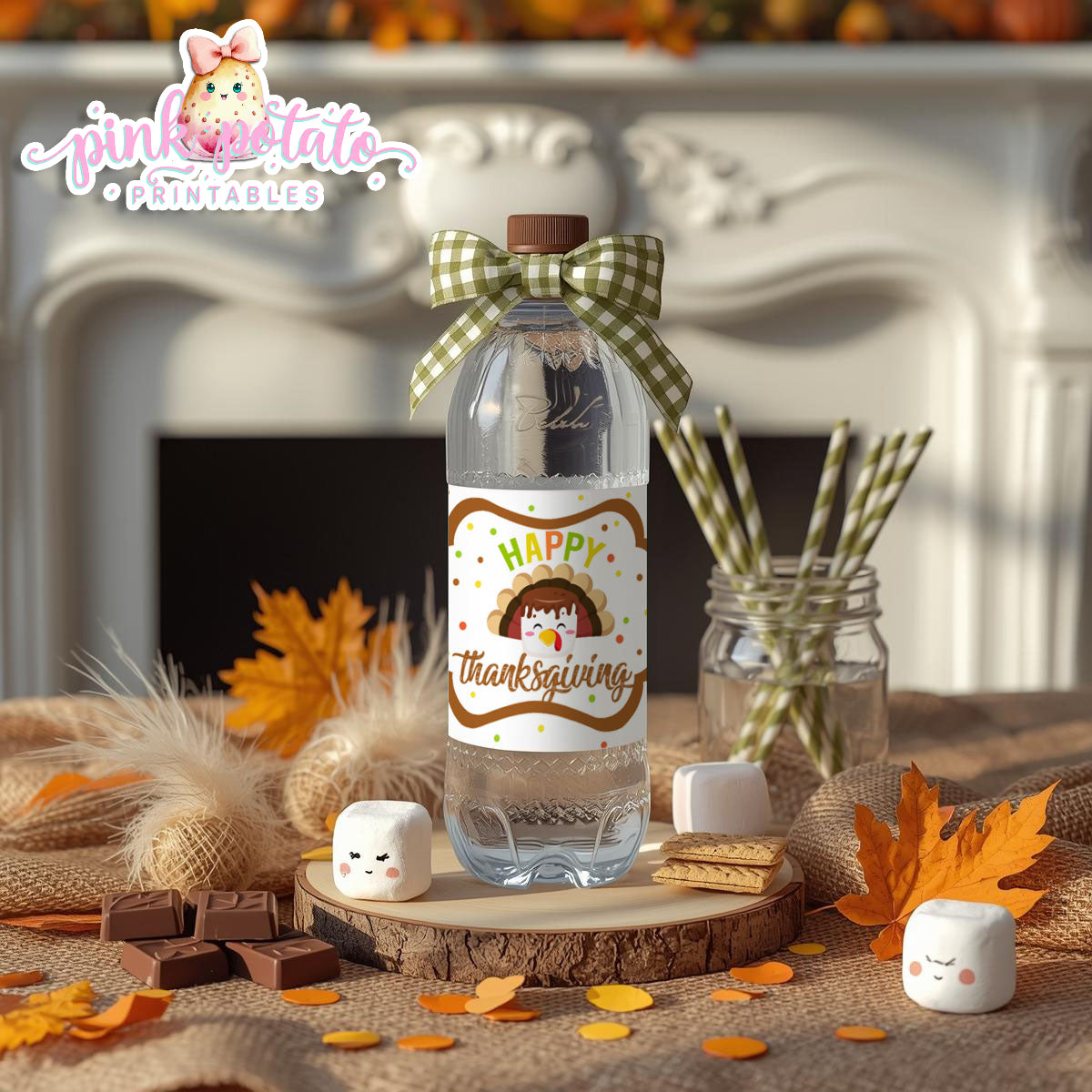 Thanksgiving S'mores-Water Bottle Wrappers-S'mores Bar-Smores-Party Printable-Digital-INSTANT DOWNLOAD