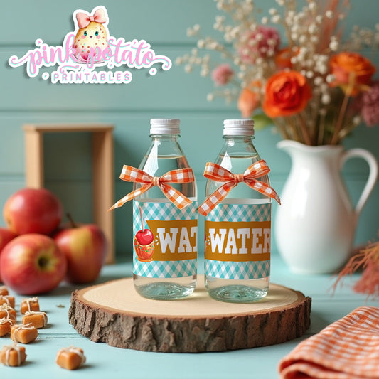 Caramel Apple-Water Bottle Labels-Caramel Apple Bar-Toffee Apple-Caramel Apple Labels-Prefilled Labels-Digital-INSTANT DOWNLOAD