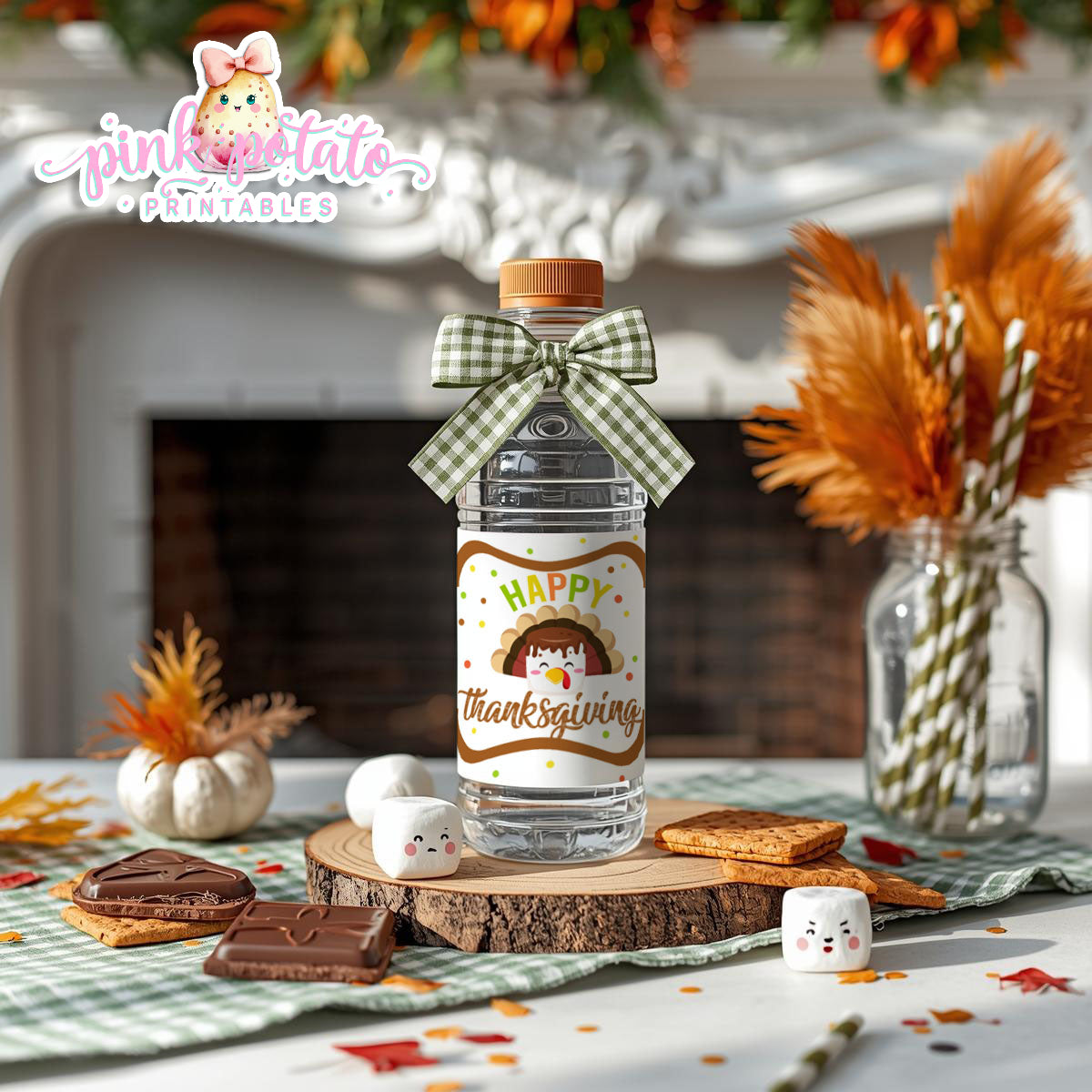 Thanksgiving S'mores-Water Bottle Wrappers-S'mores Bar-Smores-Party Printable-Digital-INSTANT DOWNLOAD