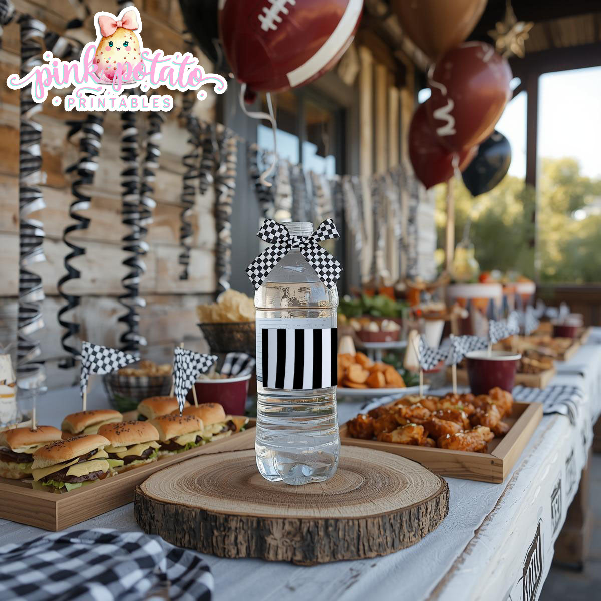 Super Bowl-Water Bottle Label-Sticker-Wrapper-Football-Superbowl Decorations-Referee-Super Bowl Sunday-Sports-Digital-INSTANT DOWNLOAD