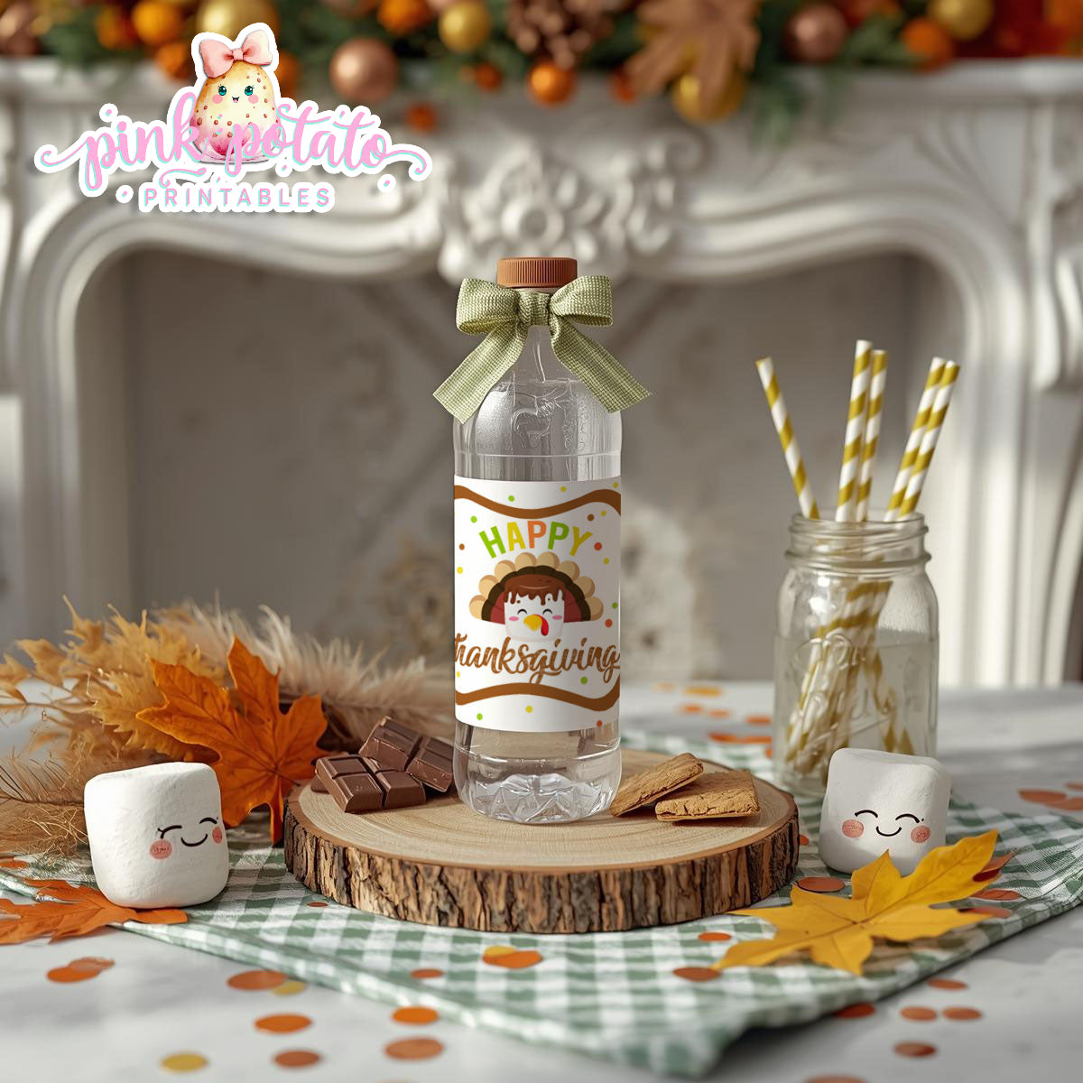 Thanksgiving S'mores-Water Bottle Wrappers-S'mores Bar-Smores-Party Printable-Digital-INSTANT DOWNLOAD