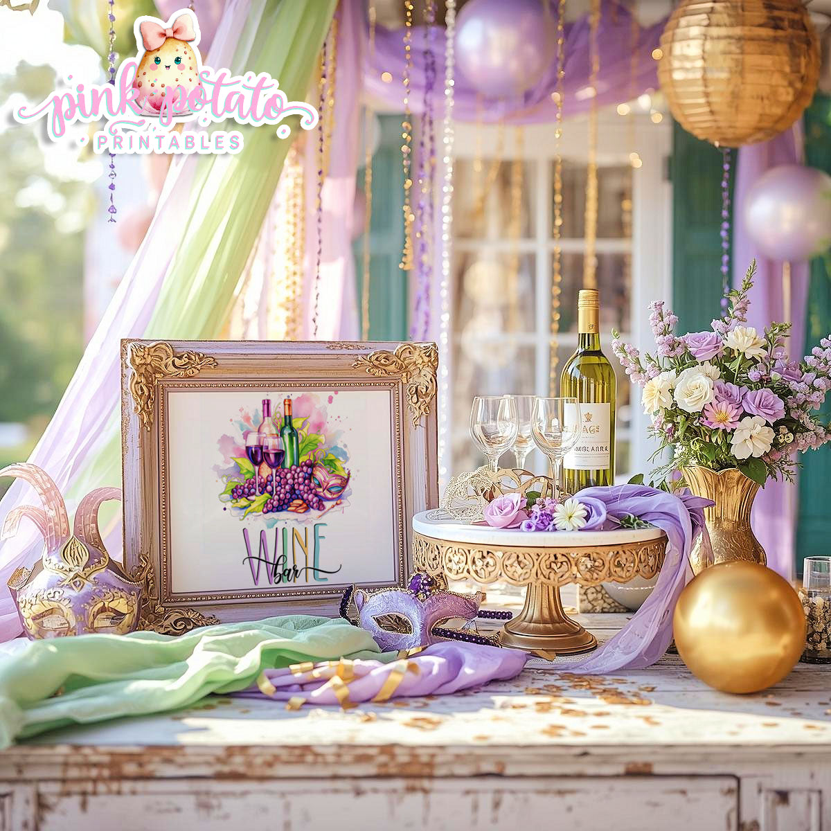 Mardi Gras-Party Signs-Champagne Bar Sign-Wine Bar Sign-Mardi Gras Theme-Fat Tuesday-Buffet Signs-Party Printable-Digital-INSTANT DOWNLOAD
