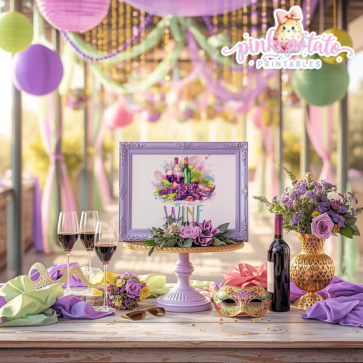 Mardi Gras-Party Signs-Champagne Bar Sign-Wine Bar Sign-Mardi Gras Theme-Fat Tuesday-Buffet Signs-Party Printable-Digital-INSTANT DOWNLOAD