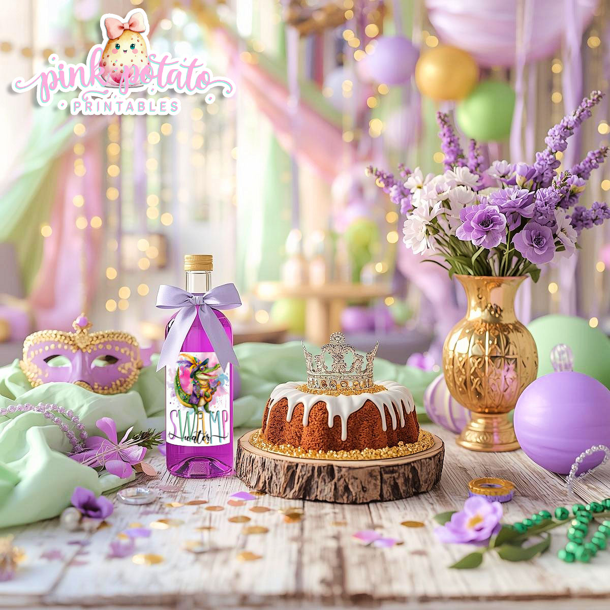 Mardi Gras-Mini Wine Bottle Labels (2)-187ml Size Bottles-Mardi Gras Theme-Fat Tuesday-Party Printable-Digital-INSTANT DOWNLOAD