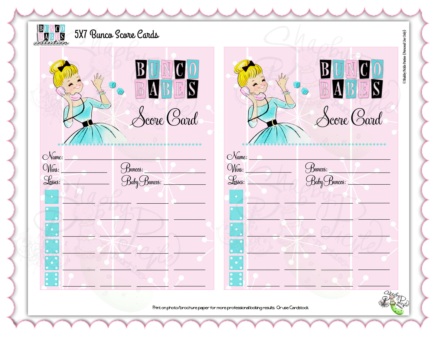 Bunco Babes-Bunco Set-Bunco Score Sheet-Bunco Tally Cards-Bunco Table Numbers-Signs-Bunko-Girls Night-Game Night-Digital-INSTANT DOWNLOAD