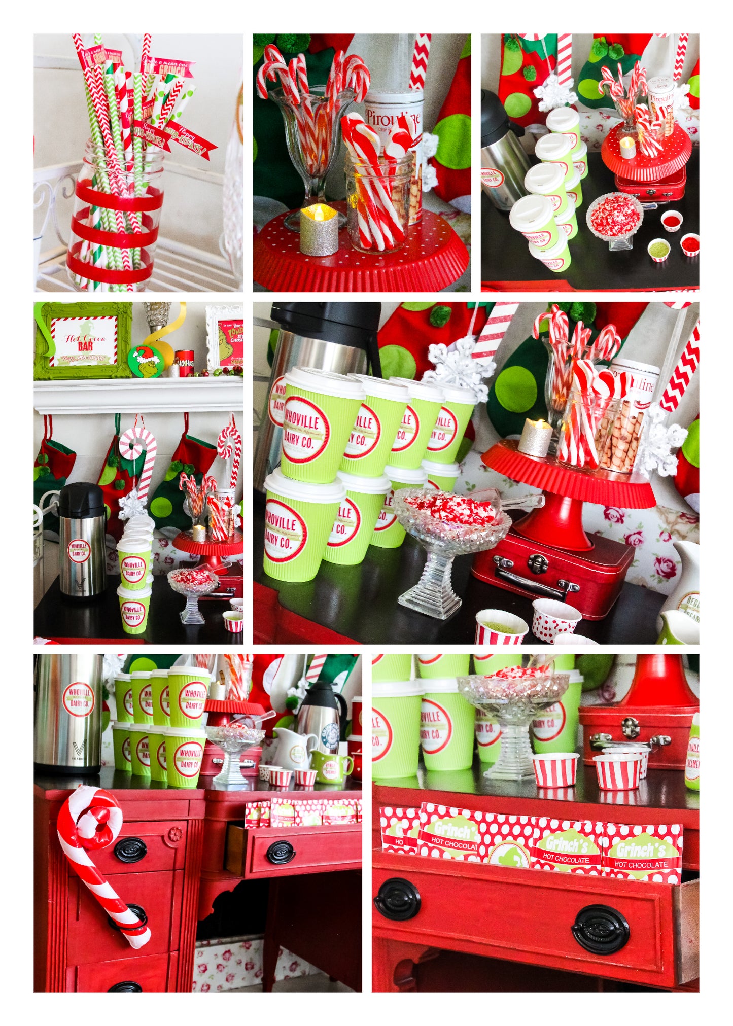 Grinched-Cocoa Bar-Printable-Hot Cocoa Station-Full Piece-8 Items in Set-Christmas-Grinch Party-Hot Chocolate Printables-INSTANT DOWNLOAD