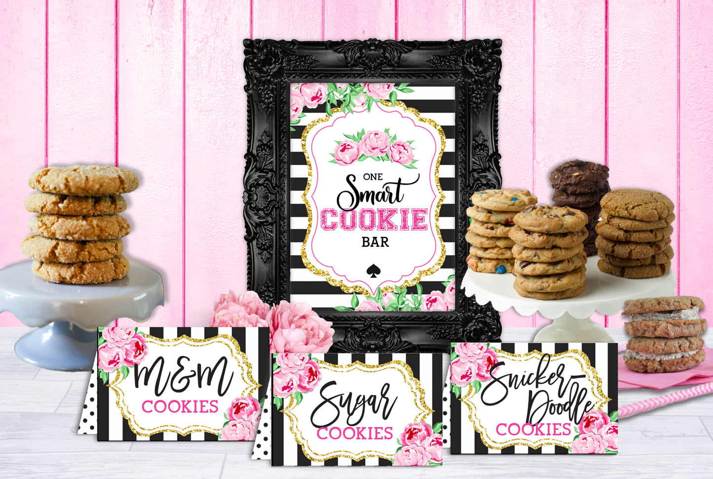 Kate Spade Graduation-Kate Spade Inspired Cookie Bar Table-Cookie Bar Station-One Smart Cookie-Prefilled Cookies-Printable-INSTANT DOWNLOAD