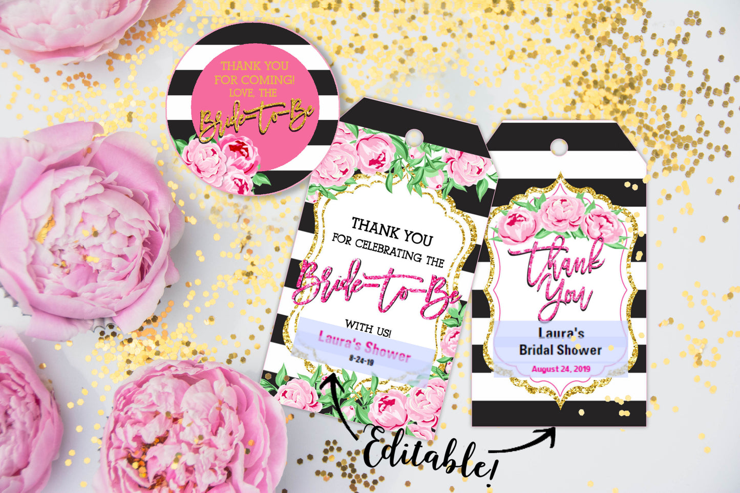 Kate Spade Bridal-Kate Spade Inspired Tags-Wedding Shower-Bachelorette Party-Bride-Personalize-3 Tags-Favors-Printable-INSTANT DOWNLOAD