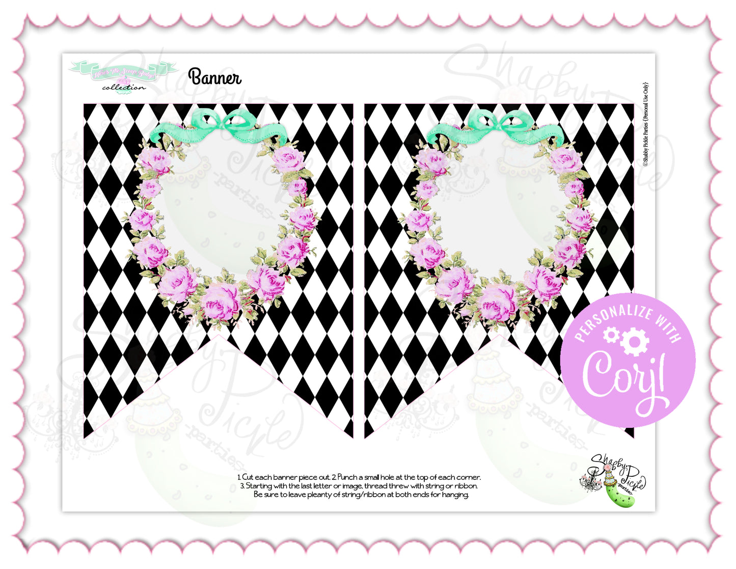 Here's The Scoop, Baby-Banner Pieces-Create Your Own in Corjl-Prefilled Included-Shower Banner-Ice Cream Baby Shower-Party-INSTANT DOWNLOAD