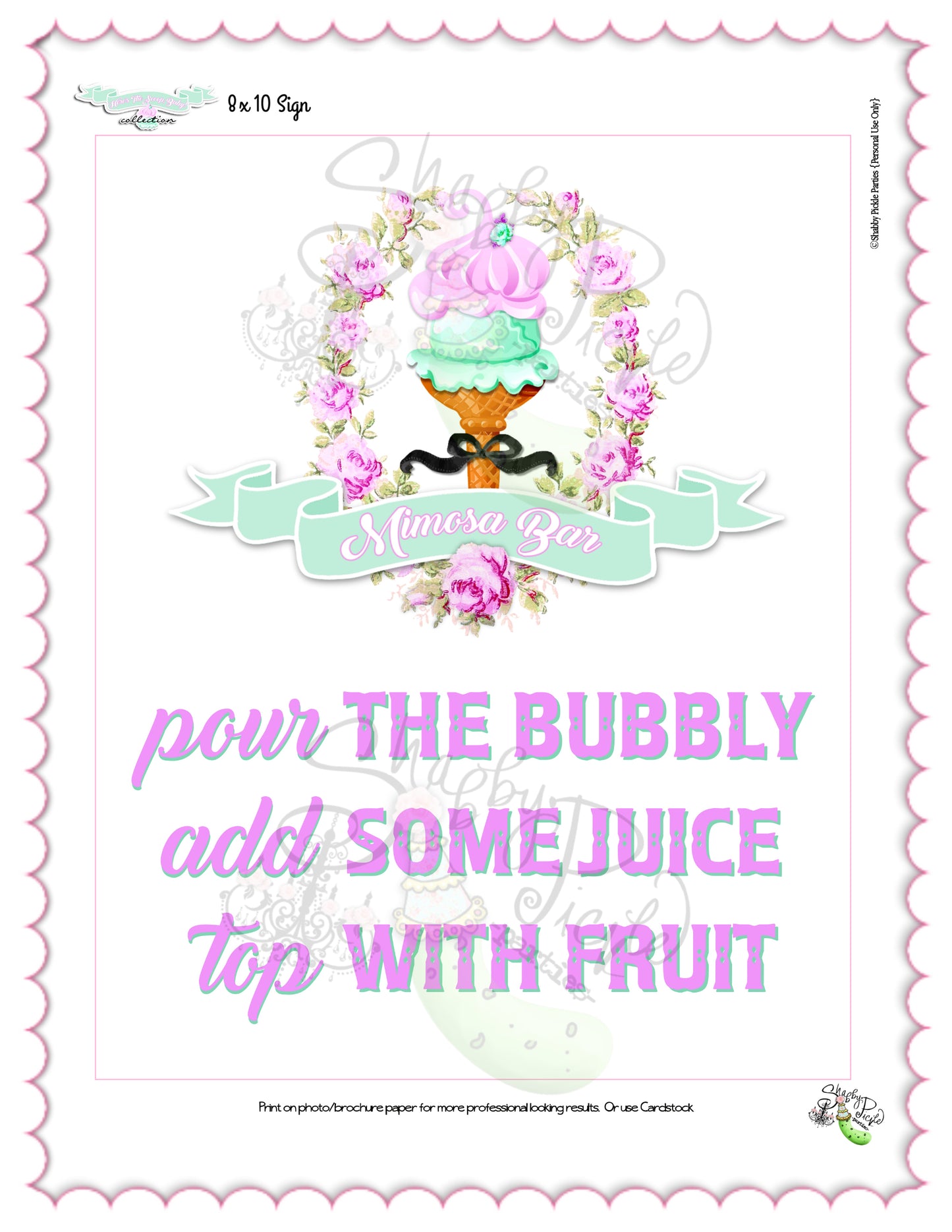 Here's The Scoop, Baby-Mimosa Bar-Ice Cream Baby Shower-Labels-Ice Cream Cupcakes-Cupcake Rounds-Digital-INSTANT DOWNLOAD