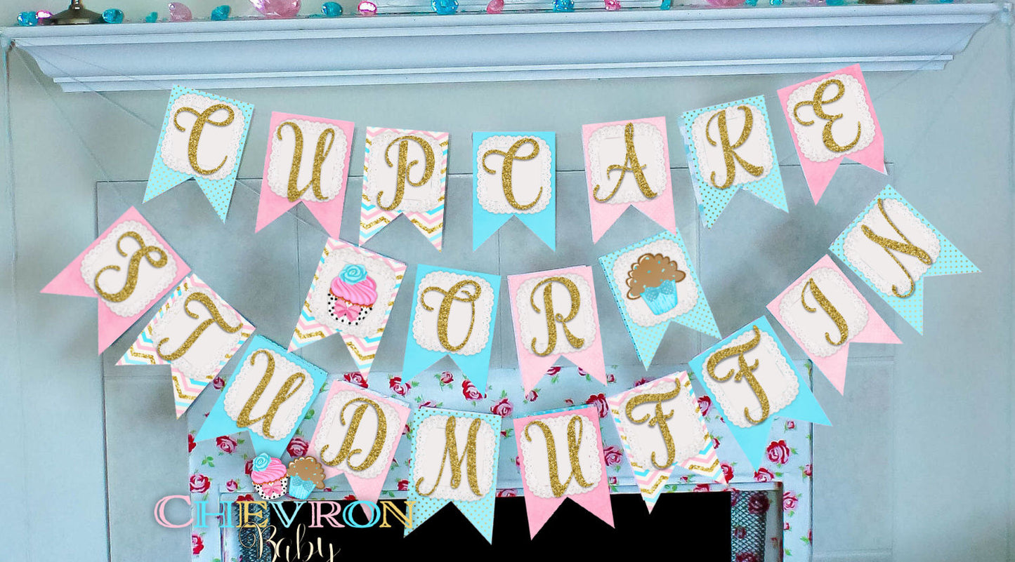 Chevron Baby-FULL Party Printables-Plain & Theme-Cupcake or Stud Muffin-Shabby Chic Parties-Gender Reveal Party-Baby Shower-INSTANT DOWNLOAD