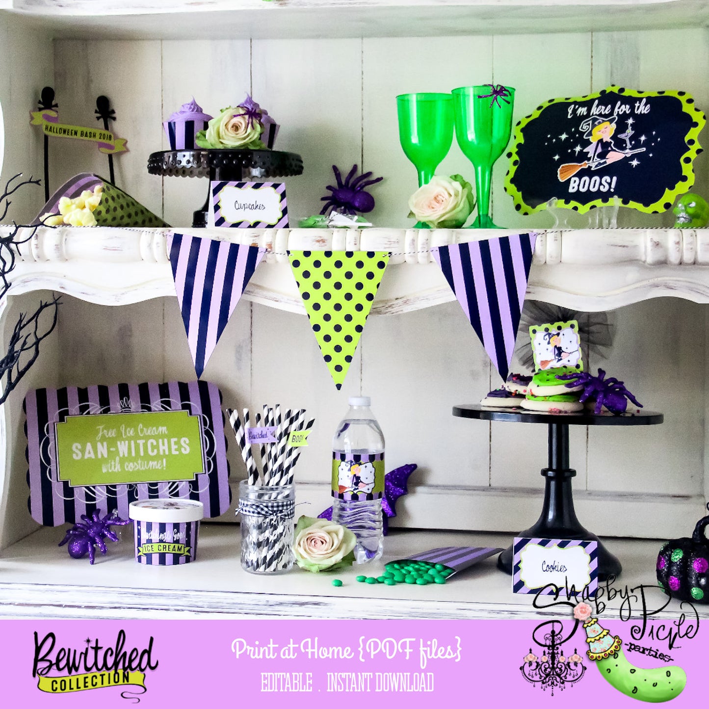 Bewitched-{Mini} Halloween Party Printable-EDITABLE-PeRsOnAliZe!-Kids-Witch Parties-Birthday-Holiday-Digital Decorations-INSTANT DOWNLOAD