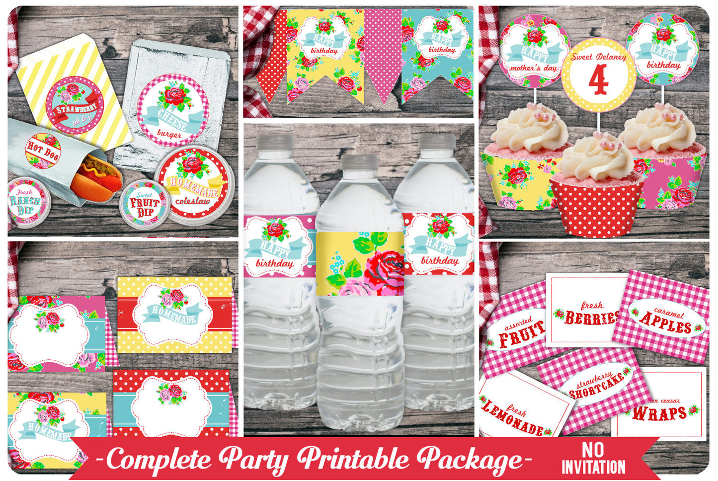 Birthday Party Picnic-FULL Party Printables-BBQ-Farmers Market-Mom-Outdoor-Instant Download