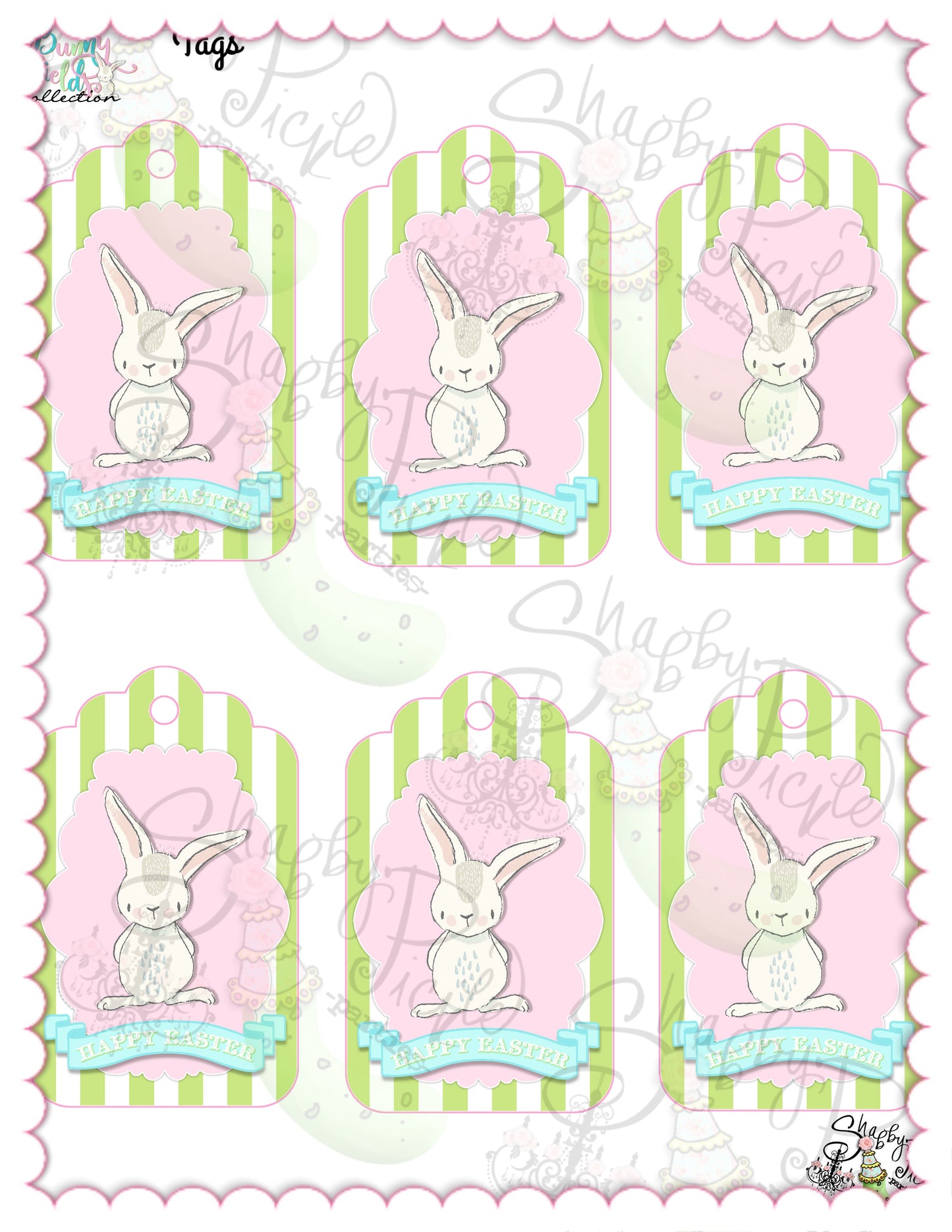 Bunny Fields-Easter Tags1-Printables-Spring-Peeps-Holiday-Bunny-Pastel-Happy Easter-Digital Decorations-INSTANT DOWNLOAD