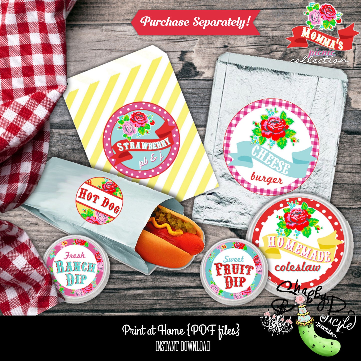 Momma's Picnic-FULL Party Printables-Mother's Day Party Set-BBQ-Farmers Market-Mom-Outdoor-Instant Download