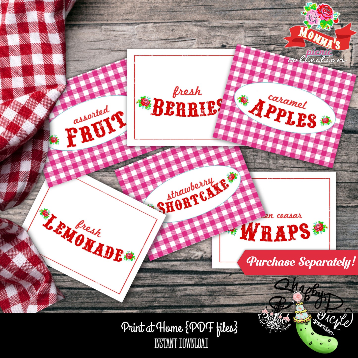 Momma's Picnic-FULL Party Printables-Mother's Day Party Set-BBQ-Farmers Market-Mom-Outdoor-Instant Download